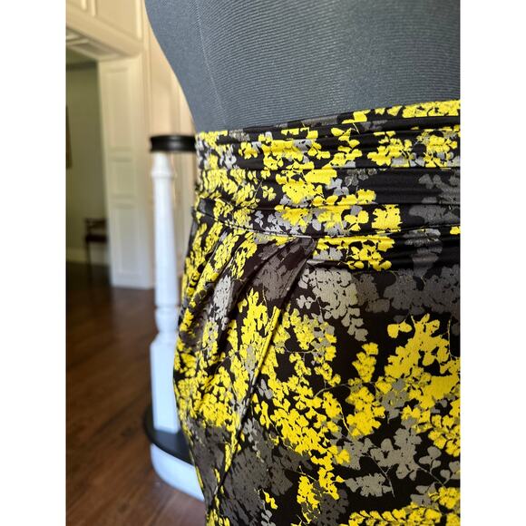 H&M Layered Tulip Skirt Yellow Black Spring Summer Fall Career Modern Casual - Picture 9 of 13